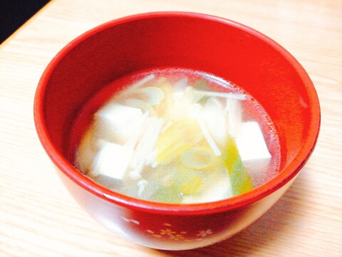 豆腐とねぎとえのき茸のスープ